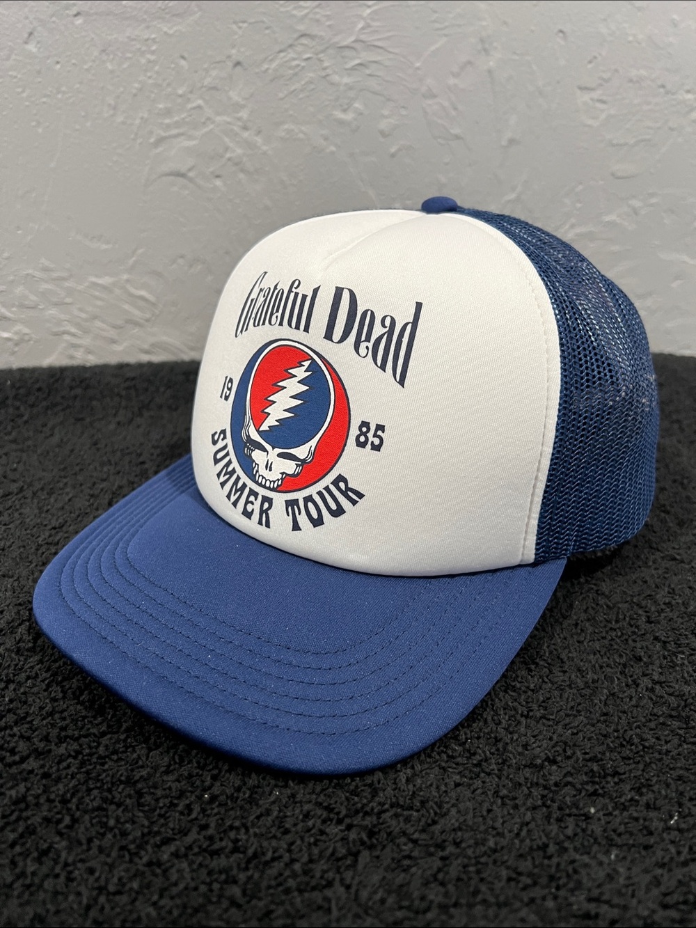 🔥🔥 “NWOT” GRATEFUL DEAD Summer Tour 1985 Trucker Mesh Snapback Hat Navy/White - Picture 3 of 6